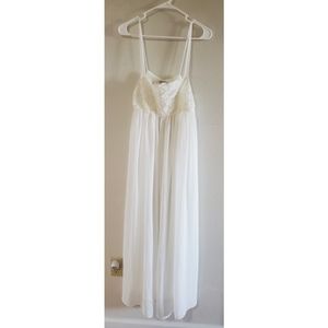 Vibtage White Lace and Sequin Chiffon Chemise Lingerie Bridal Nightgown XL